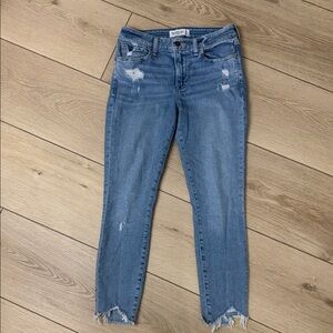 Abercrombie & Fitch Light Blue Distressed Ankle Jeans